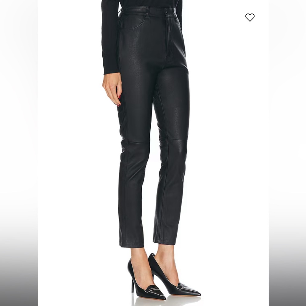 Renggli Black lamb genuine Leather Straight skinny Pants 25